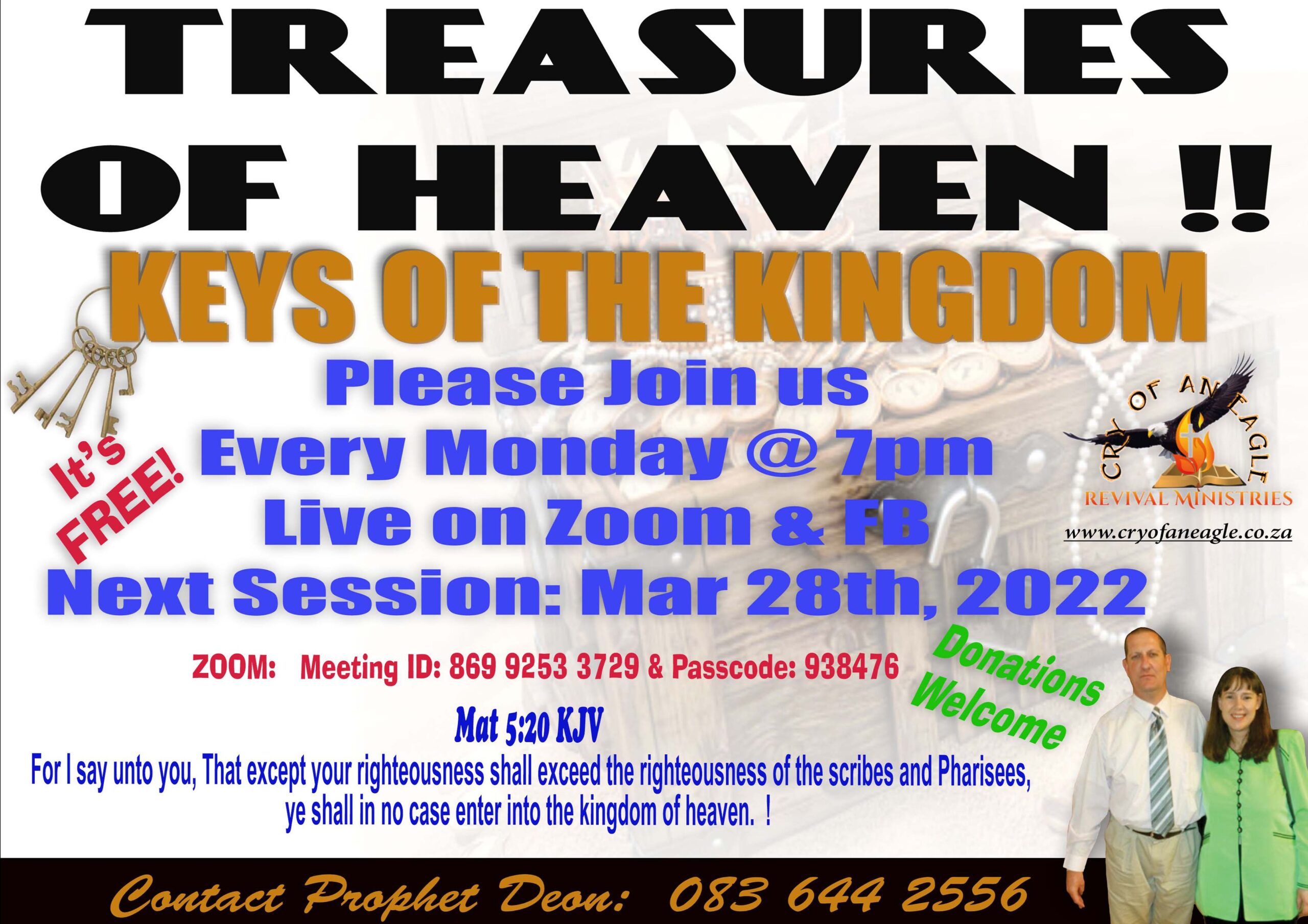 Poster for our 10th Session of our online Training - Treasures of HEaven - Titled: Speaking in Tongues